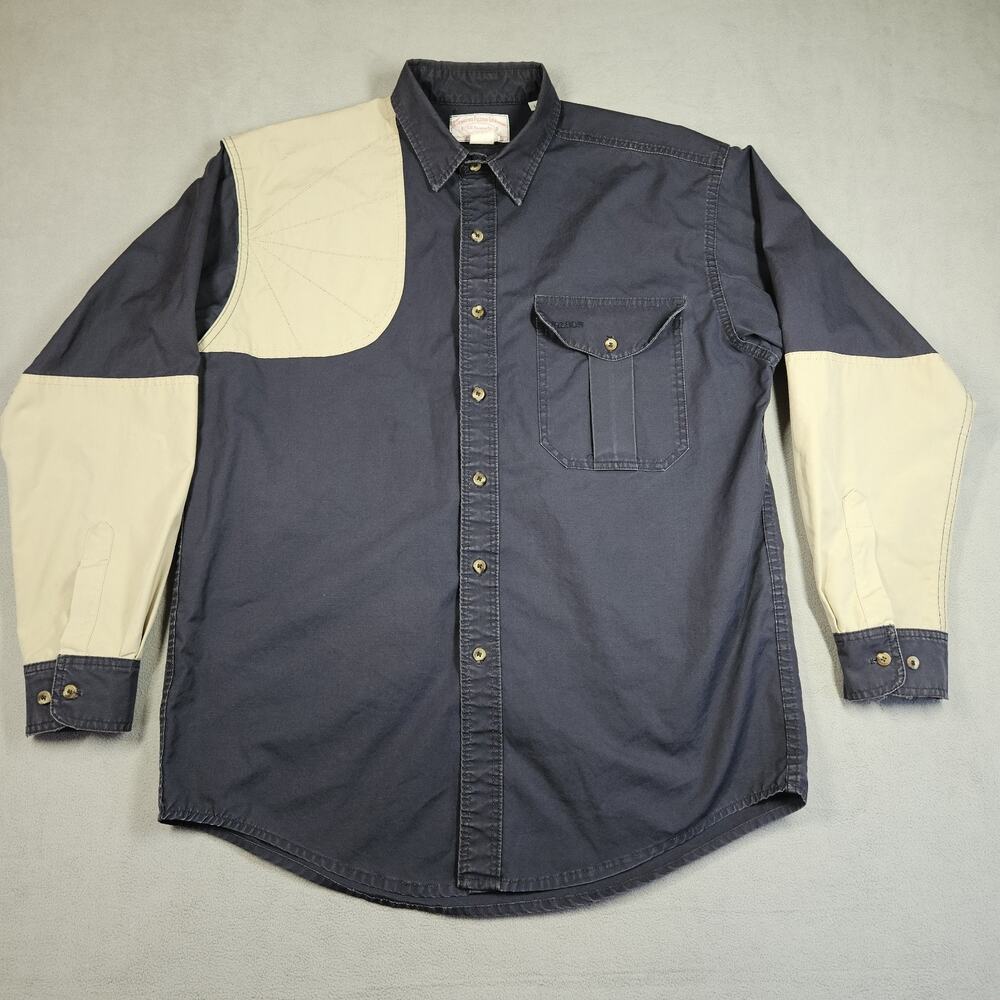Vintage Filson Shooting Shirt Mens Large Blue Long Sleeve Button Down Style 552
